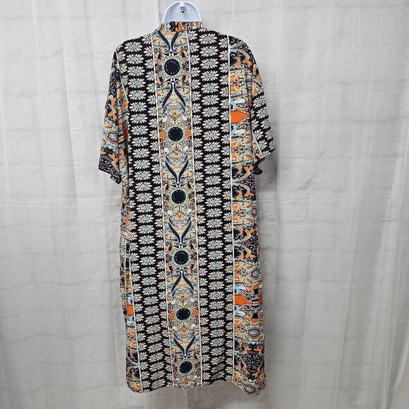 Kimono Blue Orange Boho Open Hippie Gypsy Festival Floral OSFA - Picture 7 of 10